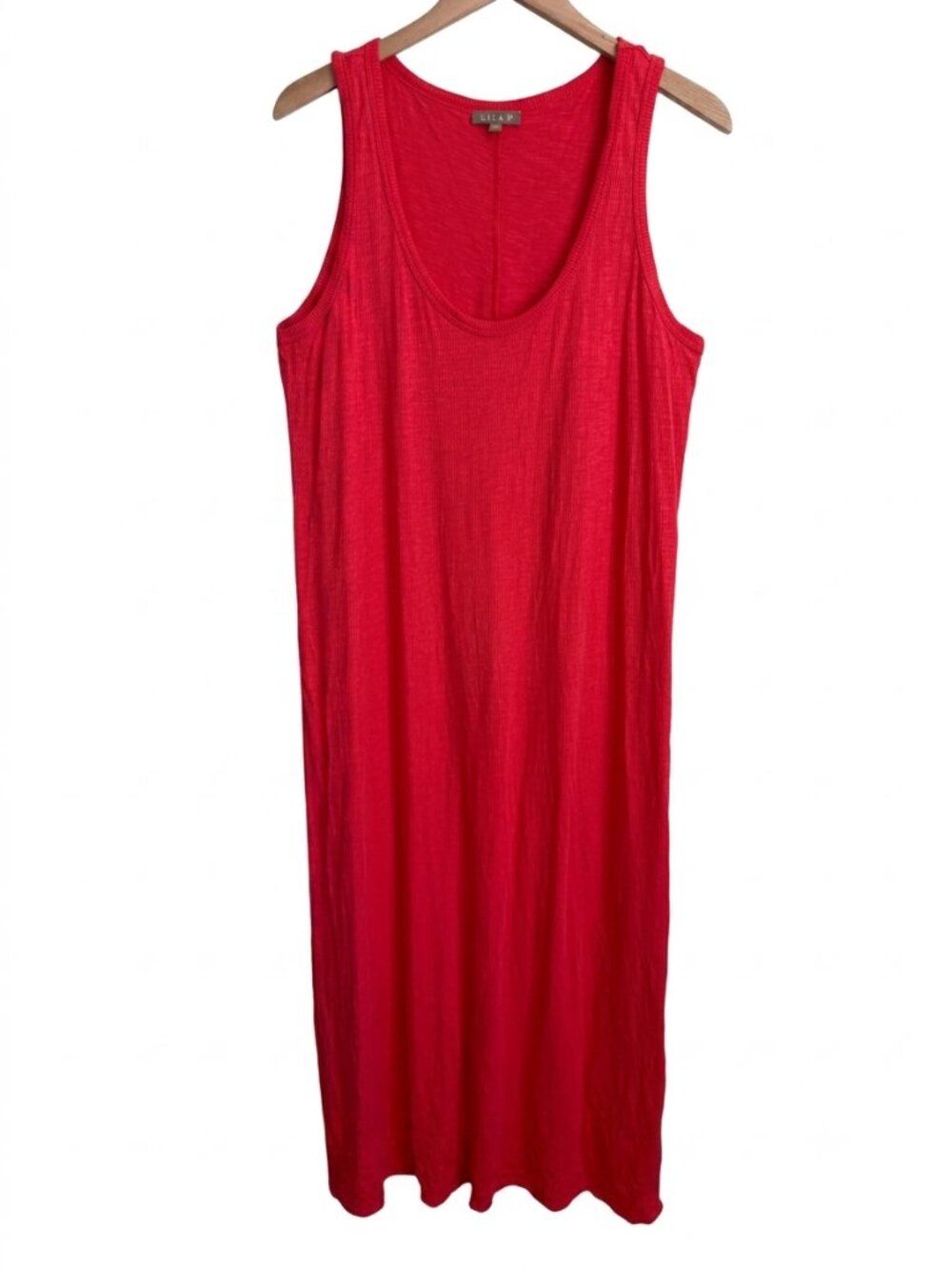 Lilla P Maxi Tank Dress XL Red Cotton Modal Jersey Sleeveless Scoop Neck Casual